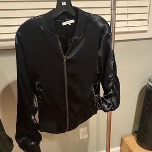 Black  relaxed satin bomber jacket